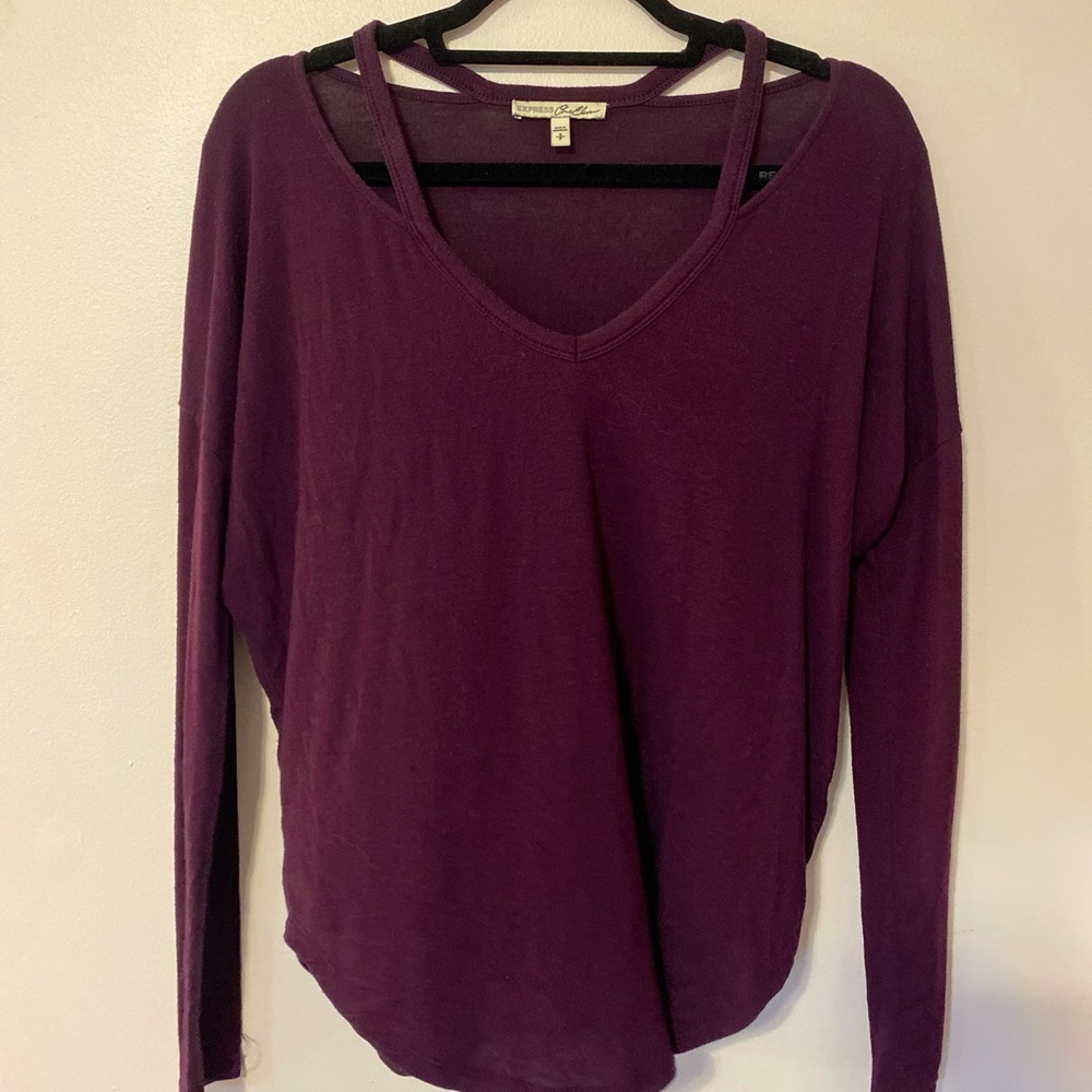 Express One Eleven Small Wine Color long sleeve